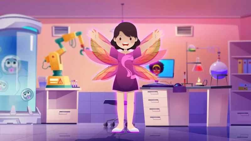 Lily, a mascote 2D da R-Crio Células-Tronco